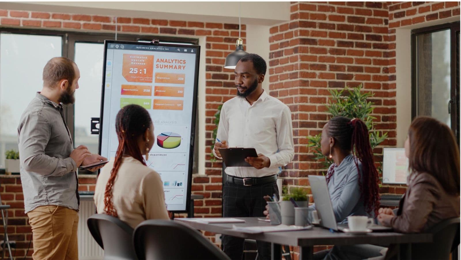 Connect Outsourcing software team walking a client through analytics dashboards